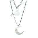 doublelayer moon star pendant necklace hiphop style  letter round brand necklacepicture9