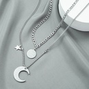 doublelayer moon star pendant necklace hiphop style  letter round brand necklacepicture10