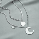 doublelayer moon star pendant necklace hiphop style  letter round brand necklacepicture11
