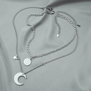 doublelayer moon star pendant necklace hiphop style  letter round brand necklacepicture12
