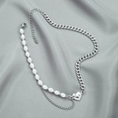 Japanese and Korean Ins Fashion Trend Pearl Stitching Heart Shape with Diamond Necklace Necklace SpecialInterest Design Simple Clavicle Chain Femalepicture12