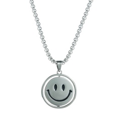 Rotatable smiling face crying face expression fashion hip-hop style necklace pendant accessories