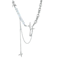 Star cross shiny clavicle chain crystal chain stitching necklace light luxury necklace