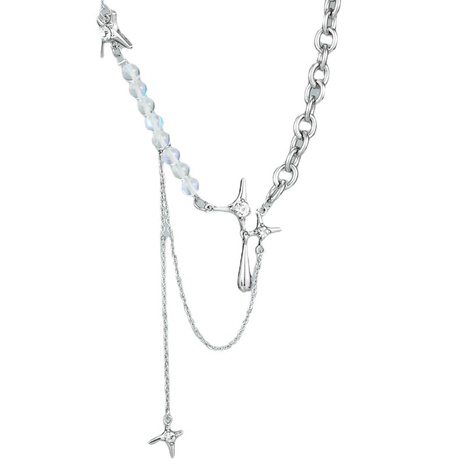 Collier de couture de chaîne de cristal de chaîne de clavicule brillante de croix d'étoile collier de luxe léger NHLN465459's discount tags