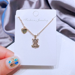 New National Fashion Love Luck Zircon Tiger Pendant Necklace Female Ins Style Clavicle Chain Gold Plated Ornament