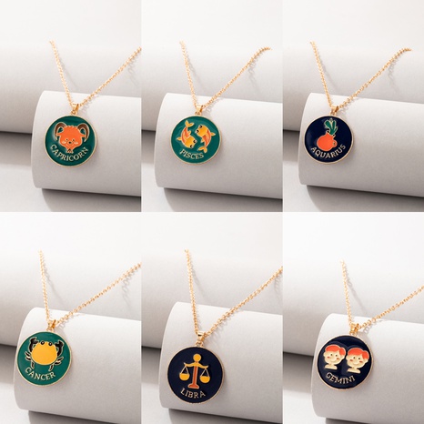 nouveaux bijoux de dessin animé de mode 12 pendentif constellation bijoux collier créatif's discount tags