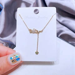 Korean fashion Bear letter cute bear clavicle chain copper necklace jewelry wholesale