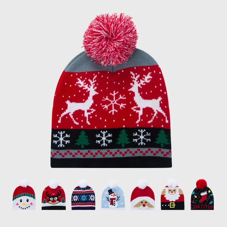 Cross-border wholesale children's Christmas hats cute elk snowman baby knitted hats NHHAO465499's discount tags