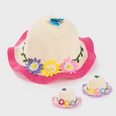Children's straw woven fisherman hats spring and autumn baby princess sun hats