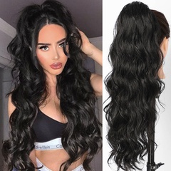 2021 European and American long curly hair wig drawstring ponytail hair extension piece wigs big wave