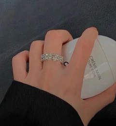 Koreanischer Mode elastischer zweireihiger Diamantring