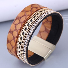 Bracelet à boucle magnétique en cuir à imprimé léopard à la mode cent assorti et tempérament