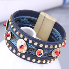 fashion rhinestone metal accessories leather magnetic buckle temperament bracelet
