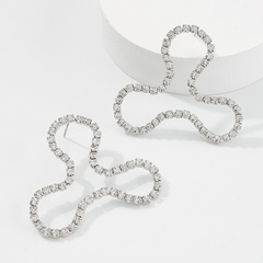 simple alloy claw chain full diamond earrings