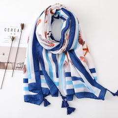 New Korean fashion cotton and linen shell pattern big wild silk shawl scarf