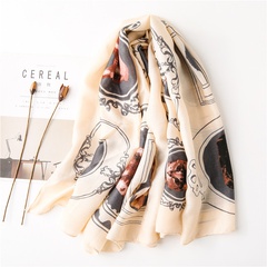 spring and summer new animal cat pattern square shawl thin silk soft cotton gauze scarf
