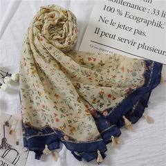cotton and linen scarf floral hit color spring and summer multifunctional silk scarf shawl