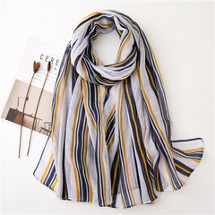 Korean cotton and linen thin striped shawl dual-use long silk scarf sunscreen beach towel