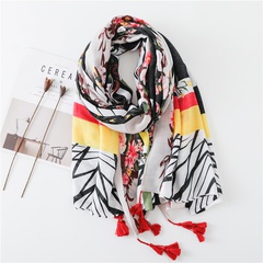 Japanese Style Printing Cotton and Linen Scarf Summer New Korean Style Beach Scarf Travel Vacation Sun Protection Shawl