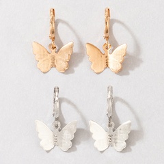 Bijoux d'oreille mignons coréens ensemble de boucles d'oreilles papillon animal en alliage de couleur contrastée simple
