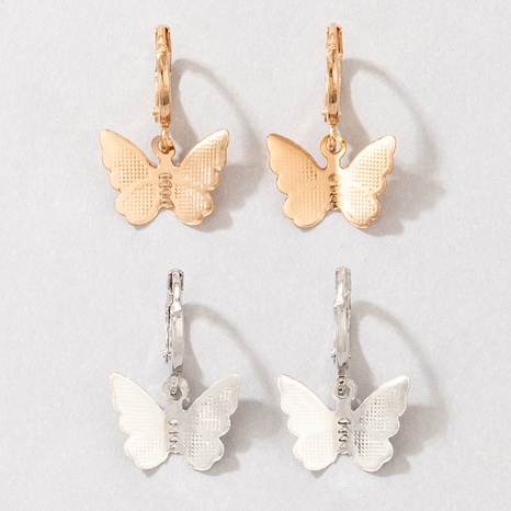 Bijoux d'oreille mignons coréens ensemble de boucles d'oreilles papillon animal en alliage de couleur contrastée simple's discount tags