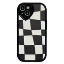 Korean style black and white checkerboard lattice mobile phone case for iPhone soft shellpicture15