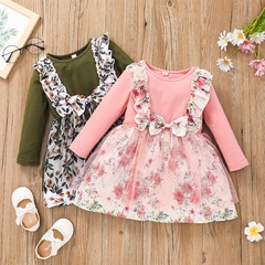 European and American cute dress baby girl printed mesh skirt wholesale