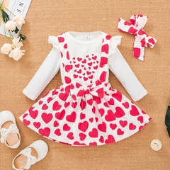 Baby girl spring and autumn cute elephant print romper suspender skirt two-piece suit