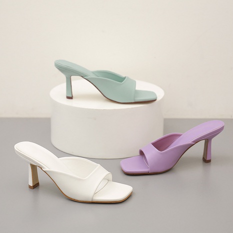 2021 nouvelles chaussures pour femmes à talons aiguilles à bout carré, sandales et pantoufles's discount tags