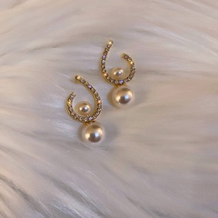 Pendientes de aretes de nicho de lujo con luz de perlas de diamantes coreanos