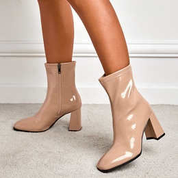 Nouveau style chaussures pour femmes ct fermeture clair motif pierre bottes courtes bottes paisses pour femmes  talons hautspicture13
