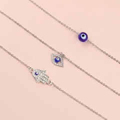 Devil's Eye Glass Ball Alloy Palm Blue Eye Diamond Necklace Pendant Fashion Sweater Chain