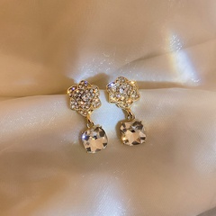 Korea Diamond-studded Flower Camellia Earrings Earrings