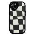 Korean style black and white checkerboard lattice mobile phone case for iPhone soft shellpicture16