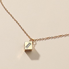 Fashion women's titanium steel hypoallergenic square rhinestone necklace