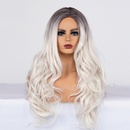 2021 chemical fiber long curly hair big wave wigs headgear silver white wigpicture9
