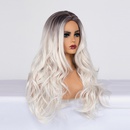 2021 chemical fiber long curly hair big wave wigs headgear silver white wigpicture11