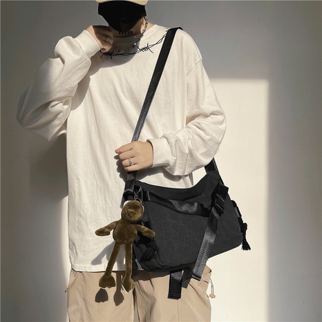 sac en toile sac à bandoulière étudiant de couleur unie à la mode coréenne NHZUI465623's discount tags
