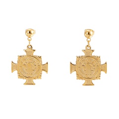 neue Mode-Edelstahl-Ohrringe Europäische und amerikanische religiöse Gold-Jesus-Kreuz-Ohrringe Großhandel