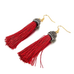 Kalen Ornament New Ethnic Style Ornament Fashion Tassel Earrings Rhinestone Red Festive Earrings Wholesale