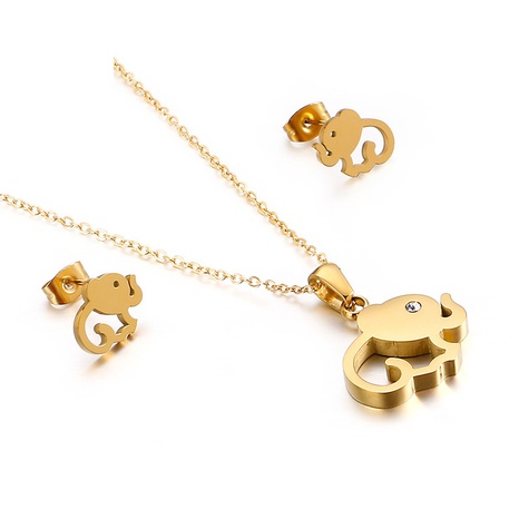Boucles d'oreilles simples en acier inoxydable avec collier d'éléphant creux en gros NHKAL465777's discount tags
