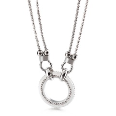 new fashion round personality female necklace Korean stainless steel diamond double-layer necklace