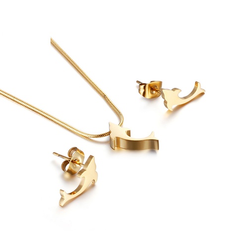 Version coréenne d'un collier de boucles d'oreilles dauphins simples, cadeau de la Saint-Valentin NHKAL465785's discount tags