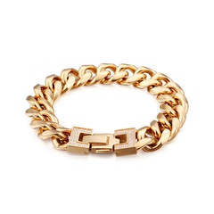 Korean Style New Stainless Steel Bracelet 18K Real Gold Fashion Personality Diamond-Embedded Titanium Steel Bracelet One-Piece Delivery