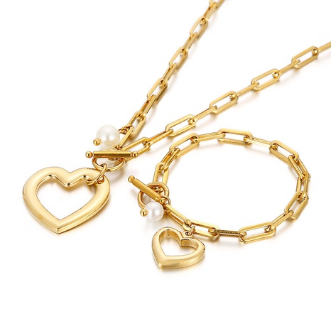collier de bracelet en forme de coeur simple chaîne épaisse en acier inoxydable ensemble chaîne carrée bijoux boucle OT NHKAL465819's discount tags