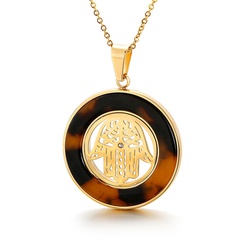 jewelry new fashion simple and sweet hollow round stainless steel pendant necklace wholesale