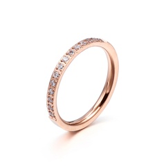 nuevo anillo de acero inoxidable de joyería creativa de circonita de una sola fila de moda simple coreana al por mayor