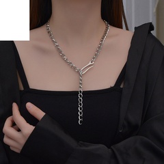 Special-Interest Design Thick Straps Fishhook Necklace Fashion Graceful Personality Sweater European and American Minimalist Hip Hop Titanium Steel Clavicle Chain Female