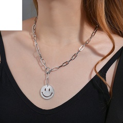 South Korea's temperament double-layer hollow smiley face pendant stainless steel necklace