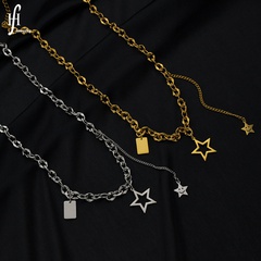 European and American new five-pointed star stainless steel tassel necklace wholesale